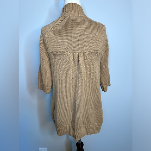 Sz S Banana Republic open front longline cardigan sweater camel tan chunky knit - Picture 3 of 6